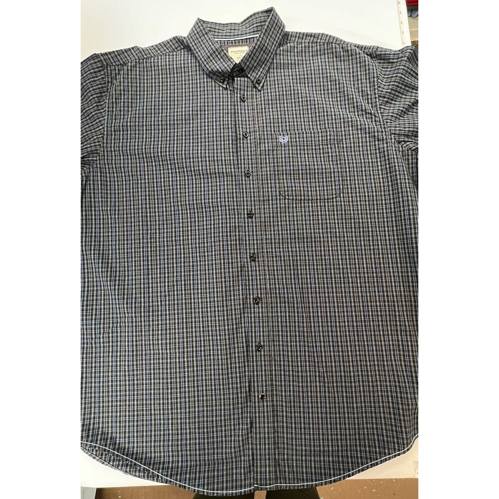 Panhandle Mens Multicolor Plaid Long Sleeve Button Down Shirt Size XXL